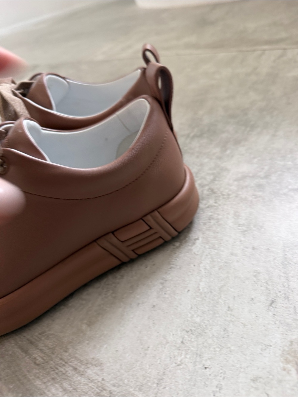 Chunky Tan Leather Lace-Up Sneakers - Picture 4 of 7